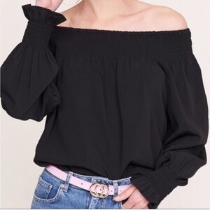 Zara Black Off-Shoulder Basic Top